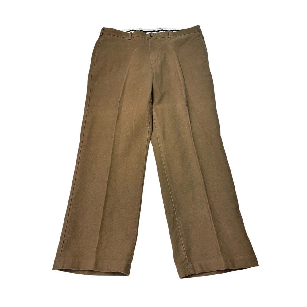 Brooks Brothers Hudson Chinos Mens 38x29 Brown 100% Cotton‎ Flat Front Pants